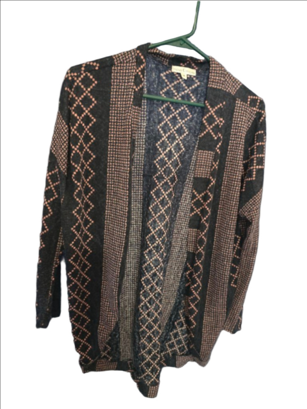 Women's Moa Moa Black Pink Patterned Cardigan M boho rock 90's y2k
